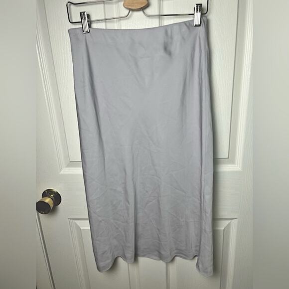 Theory Silk Georgette Knee Length Slip Skirt in Hydrangea M - Picture 3 of 9